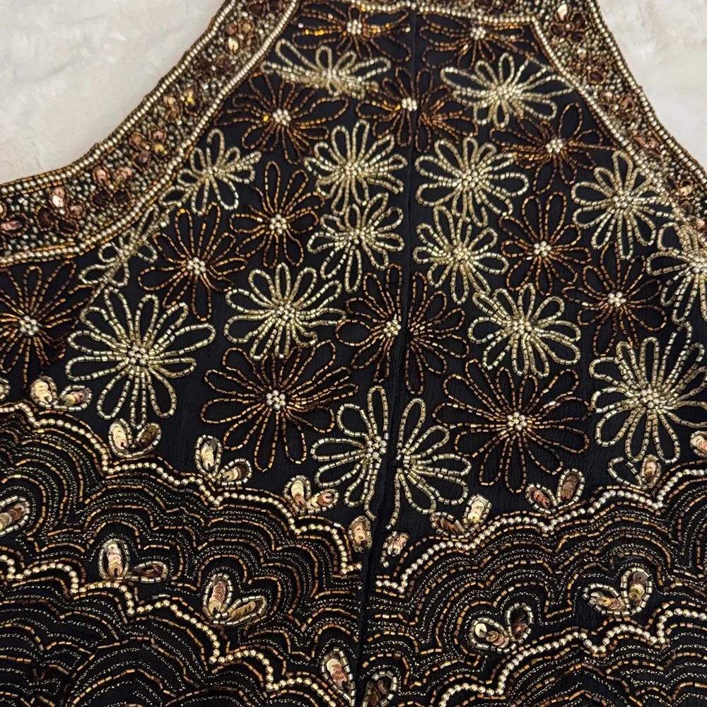 Papell Boutique Black and Gold Beaded Blouse - Picture 4 of 5